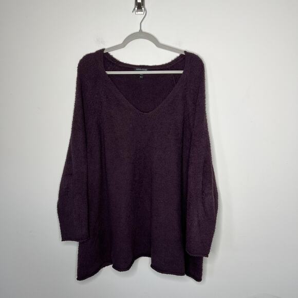 Eileen Fisher Sweater Womens 3X Purple Organic Cotton V Neck Oversized Tunic - Picture 2 of 9